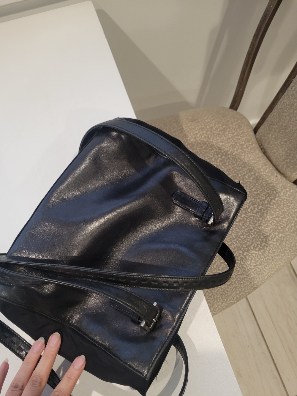 Authentic Vintage Prada Leather Shoulder Bag Quiet Luxury Y2K Minimalist 90s - Picture 2 of 11